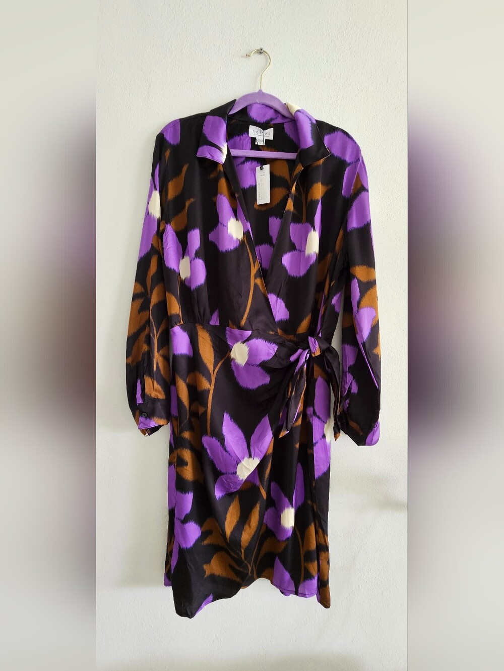 Velvet by Graham & Spencer Purple Floral Wrap Dress